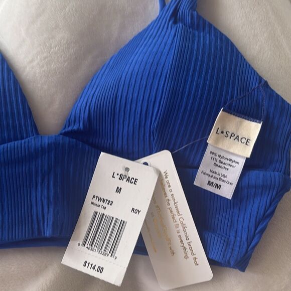 L*Space Winnie Longline Bikini Top Ribbed Royal Blue NWT Medium $114 - Picture 6 of 6